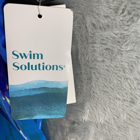 Swim Solutions Women's Swimsuit 12 Tankini‎ Top Tropical Blue Underwire Bra NWT - Picture 5 of 9